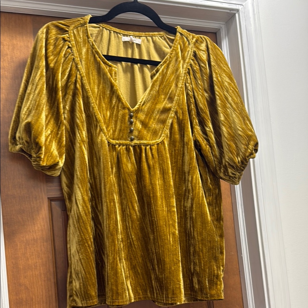 Elegant Gold Velvet Women's Top